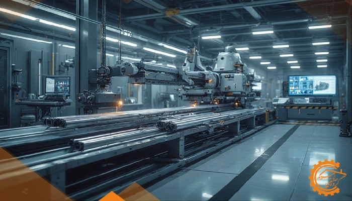 تصویر یک دستگاه خمکاری CNC مدرن با صفحه‌نمایش دیجیتال و شبیه‌سازی سه‌بعدی که در حال خمکاری دقیق لوله است.